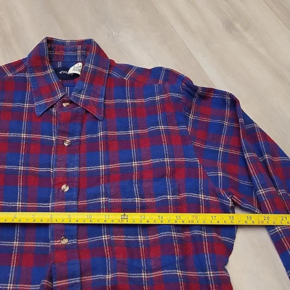Wrangler Mens Medium Vintage Blue Red Plaid Cotton Collared Button Up Casual - Picture 7 of 7